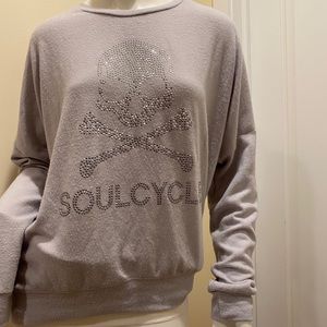 Gray Skull & Bones Soulcycle Sweatshirt Women’s Gray Cozy Soft Size Medium Gym